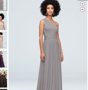 David's Bridal Bridesmaid One-Shoulder Formal Gown